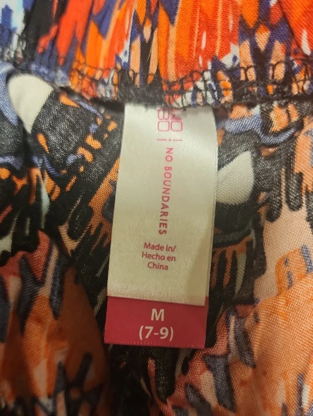 No Boundaries Orange Black Aztec Print Women's Short Shorts Size Med 7-9